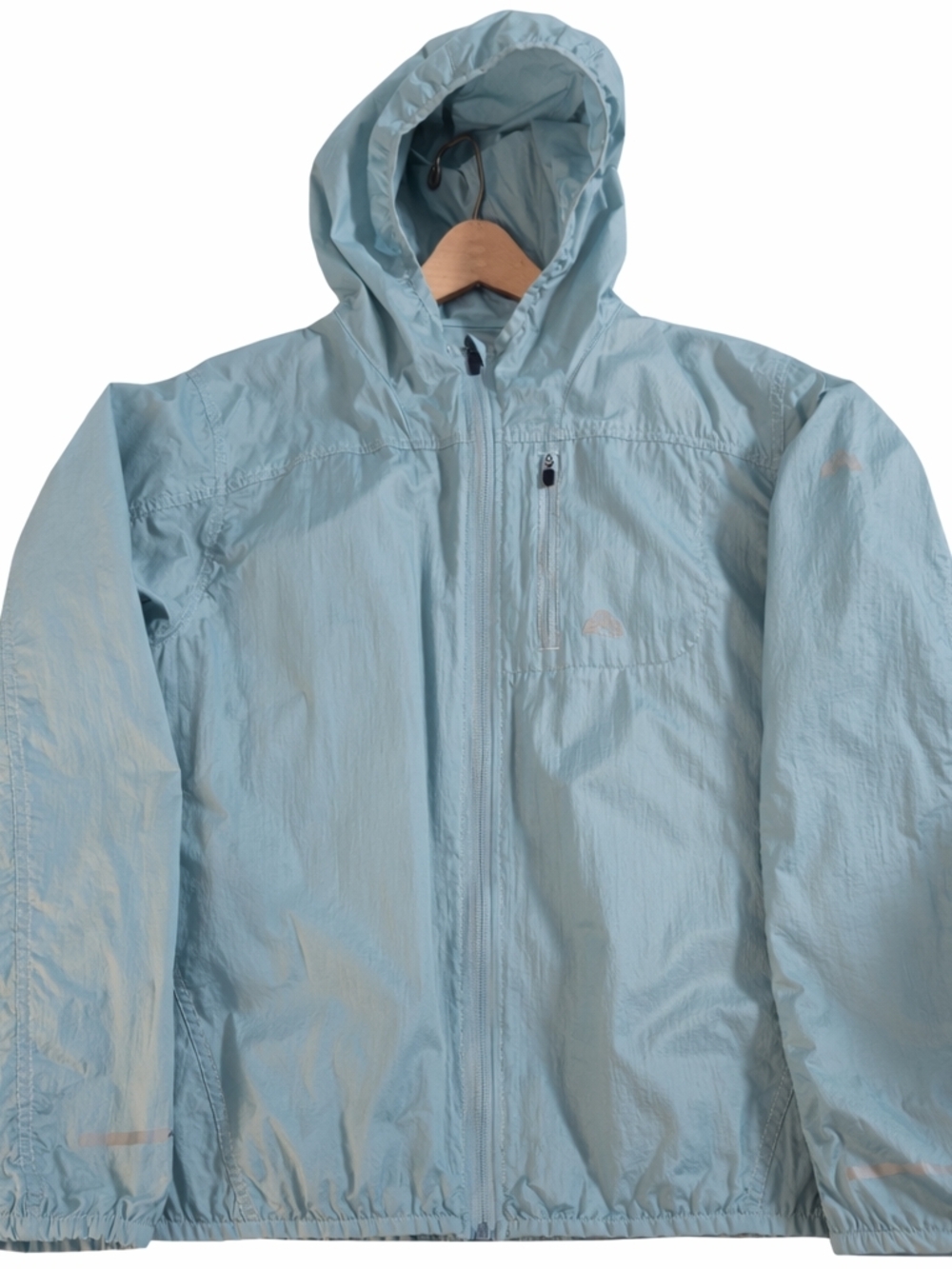 Women's Light Blue Hooded Windbreaker Jacket